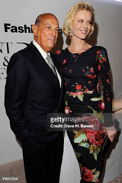 Oscar de la Renta and Eva Herzigova attend the party to celebrate Browns' 40th Anniversary, at The Regent Penthouses and Lofts on May 12, 2010 in...
