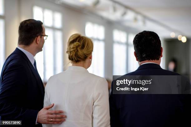 Berlin, Germany German Minister of Work and Social Issues Hubertus Heil , German Family Minister Franziska Giffey, and German Health Minister Jens...