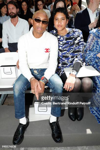 Pharrell Williams and his wife Helen Lasichanh attend the Chanel Haute Couture Fall Winter 2018/2019 show as part of Paris Fashion Week on July 3,...