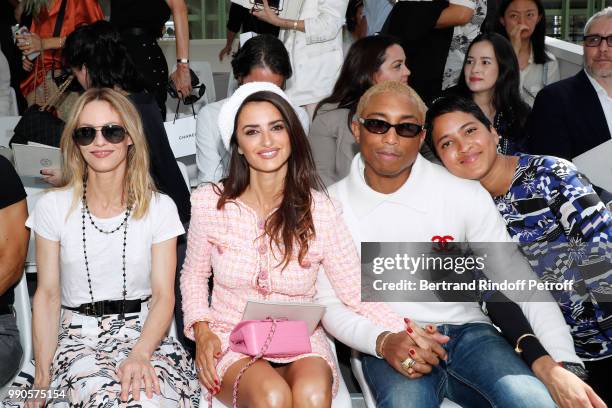 Vanessa Paradis, Penelope Cruz, Pharrell Williams and his wife Helen Lasichanh attend the Chanel Haute Couture Fall Winter 2018/2019 show as part of...