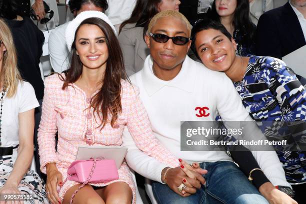 Penelope Cruz, Pharrell Williams and his wife Helen Lasichanh attend the Chanel Haute Couture Fall Winter 2018/2019 show as part of Paris Fashion...