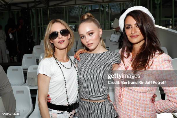 Vanessa Paradis, her daughter Lily-Rose Depp and Penelope Cruz attend the Chanel Haute Couture Fall Winter 2018/2019 show as part of Paris Fashion...