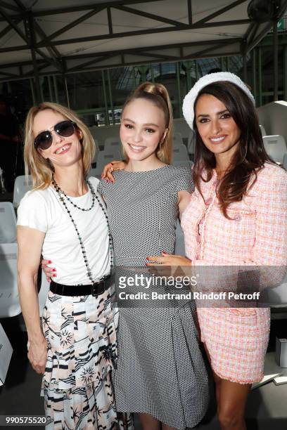 Vanessa Paradis, her daughter Lily-Rose Depp and Penelope Cruz attend the Chanel Haute Couture Fall Winter 2018/2019 show as part of Paris Fashion...