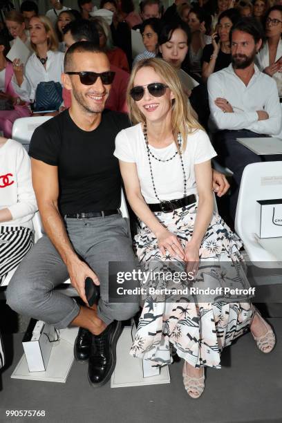 Photographer Karim Sadhi and actress Vanessa Paradis attend the Chanel Haute Couture Fall Winter 2018/2019 show as part of Paris Fashion Week on July...