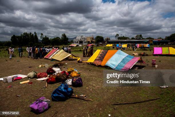 Tent of the five person who were killed in a horrifying mob attack on Sunday on suspicion of being part of a child-kidnapping gang at Rainpada...