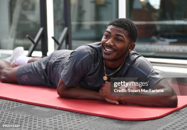 Ainsley Maitland-Niles of Arsenal attends a medical screening session at London Colney on July 3, 2018 in St Albans, England.