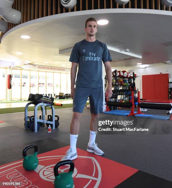 Rob Holding of Arsenal attends a medical screening session at London Colney on July 3, 2018 in St Albans, England.