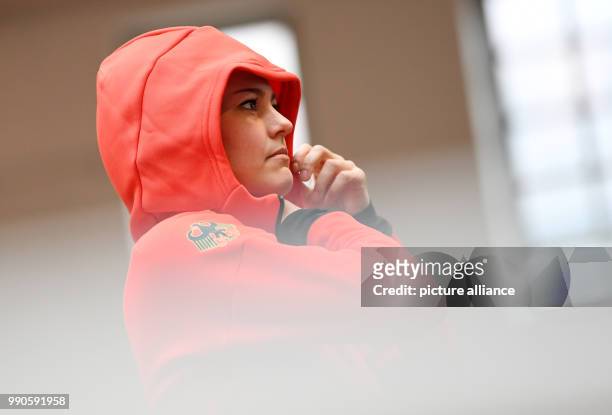 Ski jumper Carina Vogt during the official outfitting of the German Olympic Team for the Winter Olympics in Pyeongchang, in Munich, Germany, 16...