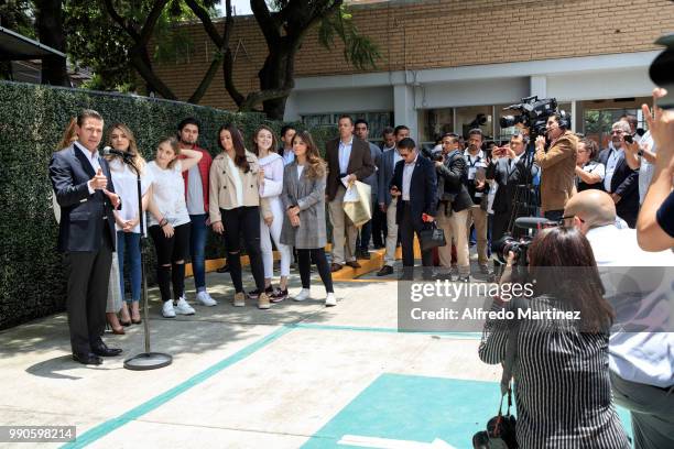 Mexican President Enrique Peña Nieto delivers a speech after voting at Escuela Primaria El Pípila during the 2018 Presidential Elections in Mexico...