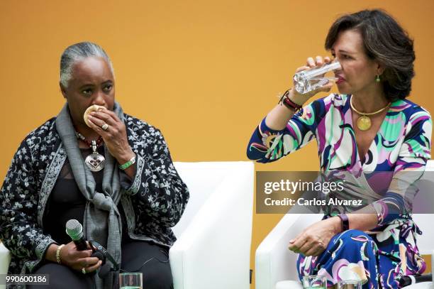 Opera singer Barbara Hendricks and President of the Spanish bank Banco Santander, Ana Patricia Botin attend an event organized by 'Mujeres por...