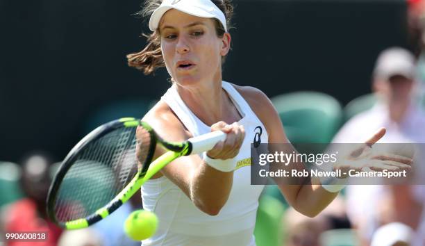 Johanna Konta in action against Natalia Vikhlyantseva at All England Lawn Tennis and Croquet Club on July 3, 2018 in London, England.