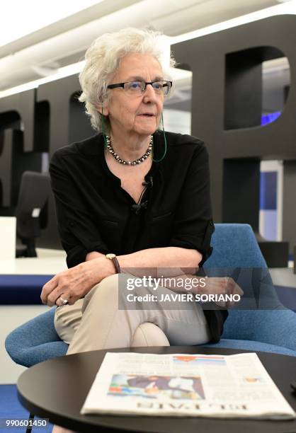 Soledad Gallego-Diaz, new editor-in-chief of the Spanish daily newspaper El Pais, poses during an interview for AFP on July 3, 2018 in Madrid. -...