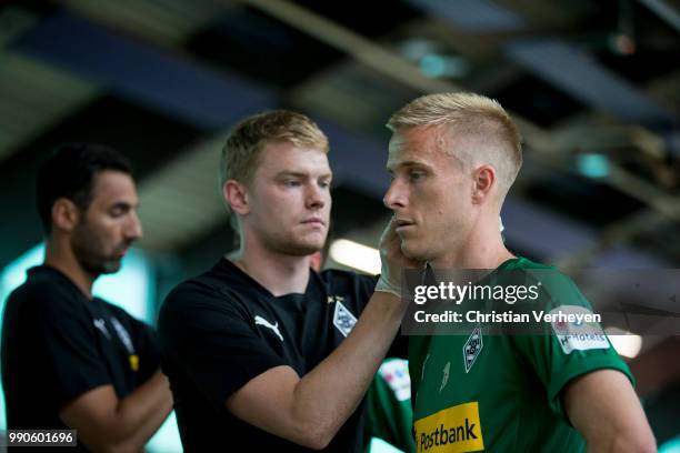 Oscar Wendt during a lactate test of Borussia Moenchengladbach at Esprit Arena on July 03, 2018 in Duesseldorf, Germany.
