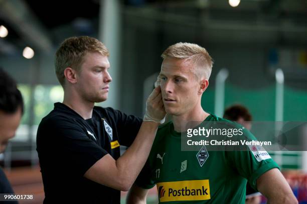 Oscar Wendt during a lactate test of Borussia Moenchengladbach at Esprit Arena on July 03, 2018 in Duesseldorf, Germany.