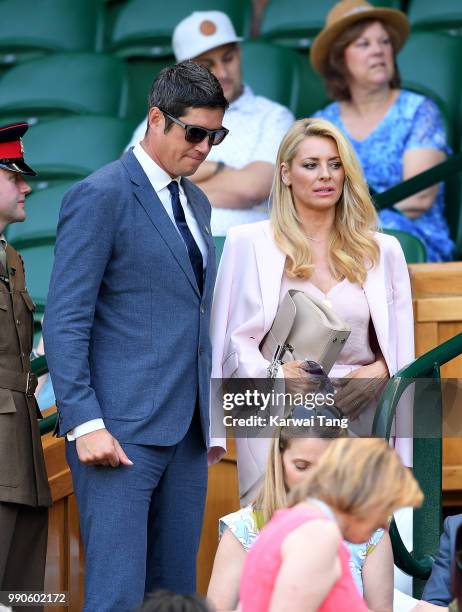 Vernon Kay and Tess Daly arrive in the royal box on day two of the Wimbledon Tennis Championships at the All England Lawn Tennis and Croquet Club on...