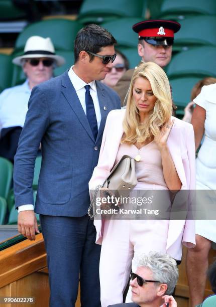 Vernon Kay and Tess Daly arrive in the royal box on day two of the Wimbledon Tennis Championships at the All England Lawn Tennis and Croquet Club on...