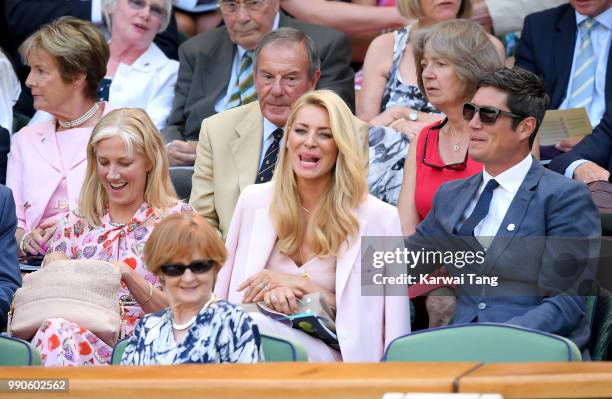 Joely Richardson, Tess Daly and Vernon Kay sit in the royal box on day two of the Wimbledon Tennis Championships at the All England Lawn Tennis and...