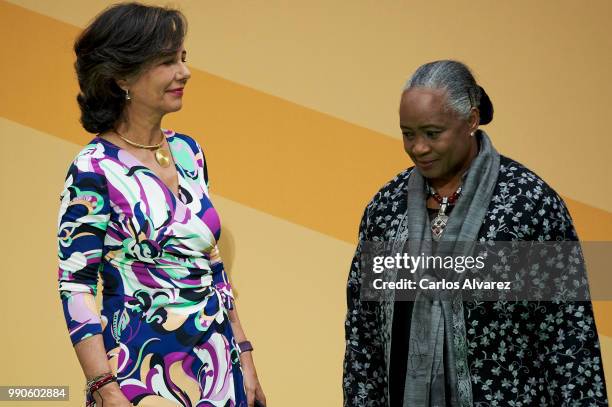 Opera singer Barbara Hendricks and President of the Spanish bank Banco Santander, Ana Patricia Botin attend an event organized by 'Mujeres por...