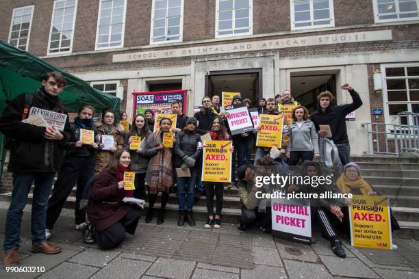 February 2018, Great Britain, London: Students have joined their Teachers and lecturers of the SOAS University of London in protest in front of the...