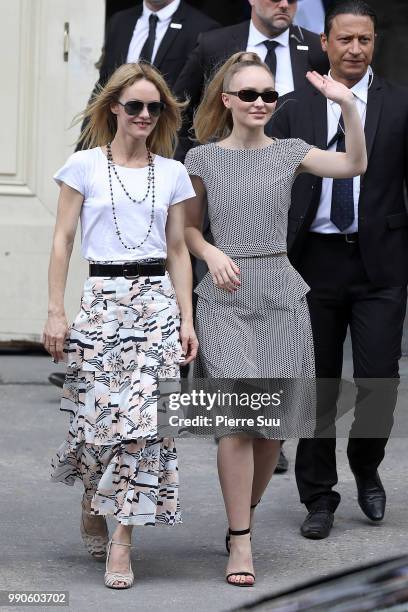 Vanessa Paradis and her daughter Lily-Rose Depp attend the Chanel Haute Couture Fall Winter 2018/2019 show as part of Paris Fashion Week on July 3,...