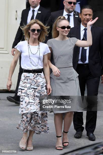 Vanessa Paradis and her daughter Lily-Rose Depp attend the Chanel Haute Couture Fall Winter 2018/2019 show as part of Paris Fashion Week on July 3,...