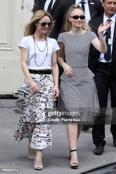 Vanessa Paradis and her daughter Lily-Rose Depp attend the Chanel Haute Couture Fall Winter 2018/2019 show as part of Paris Fashion Week on July 3,...