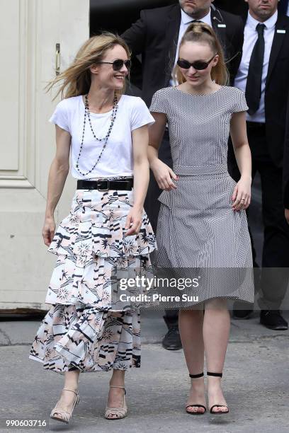 Vanessa Paradis and her daughter Lily-Rose Depp attend the Chanel Haute Couture Fall Winter 2018/2019 show as part of Paris Fashion Week on July 3,...