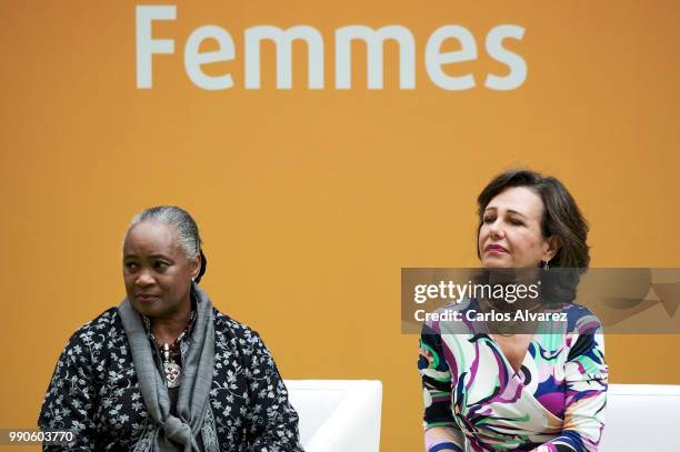 Opera singer Barbara Hendricks and President of the Spanish bank Banco Santander, Ana Patricia Botin attend an event organized by 'Mujeres por...