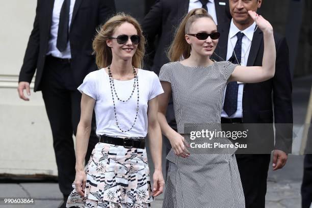 Vanessa Paradis and her daughter Lily-Rose Depp attend the Chanel Haute Couture Fall Winter 2018/2019 show as part of Paris Fashion Week on July 3,...