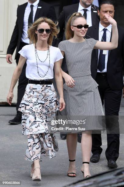 Vanessa Paradis and her daughter Lily-Rose Depp attend the Chanel Haute Couture Fall Winter 2018/2019 show as part of Paris Fashion Week on July 3,...