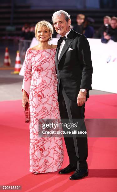 February 2018, Germany, Hamburg, Golden Camera Awards Ceremony: Uschi Glas and her husband Dieter Hermann arrive for the award ceremony. Photo:...