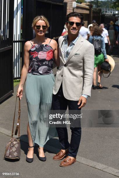 Carley Stenson and Danny Mac seen outside Wimbledon AELTC on July 3, 2018 in London, England.