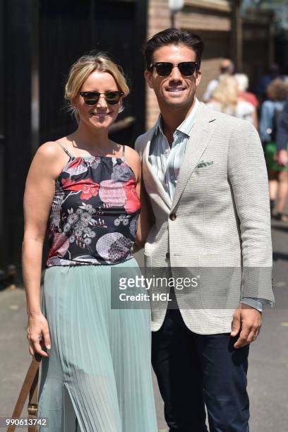 Carley Stenson and Danny Mac seen outside Wimbledon AELTC on July 3, 2018 in London, England.