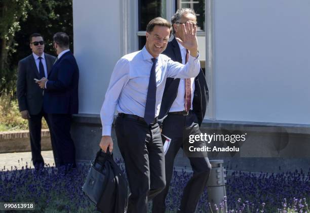 Dutch Prime Minister Mark Rutte arrives to welcome his British counterpart Theresa May for a work lunch at the Catshuis, The Hague, Netherlands on...