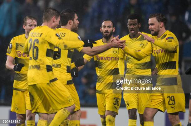 February 2018, Italy, Bergamo: Soccer, UEFA Europa League, Round of 32, 2nd leg: Atalanta Bergamo vs Borussia Dortmund. Dortmund's Marcel Schmelzer...
