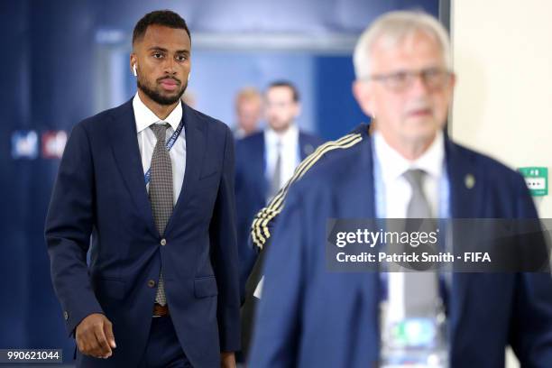 Isaac Kiese Thelin of Sweden arrives at the stadium prior to the 2018 FIFA World Cup Russia Round of 16 match between Sweden and Switzerland at Saint...