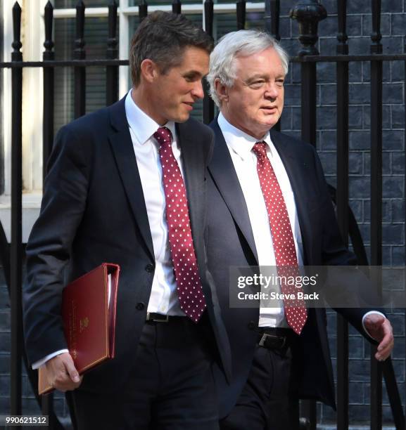 Cabinet Ministers Meet Ahead Of Chequers Brexit Showdown LONDON, ENGLAND Brexit Secretary David Davis and Britain's Defence Secretary Gavin Williams...