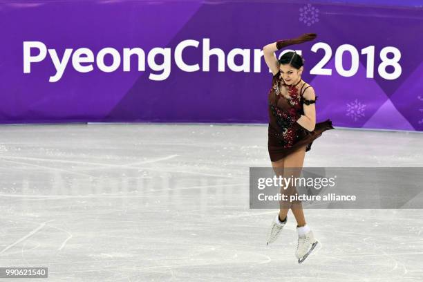 S Evgenia Medvedeva in action at the women's figure skating singles at the Gangneung Ice Arena in Gangneung, South Korea, 23 February 2018. Photo:...