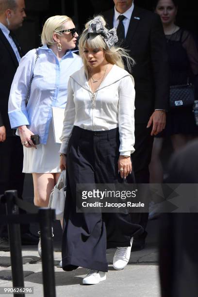 Lily Allen is seen arriving at Chanel Fashion Show during Haute Couture Fall Winter 2018/2019 on July 3, 2018 in Paris, France.