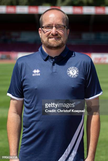 Kit manager Matthias Schaefer poses during the team presentation of Fortuna Koeln at Suedstadion on July 3, 2018 in Cologne, Germany.