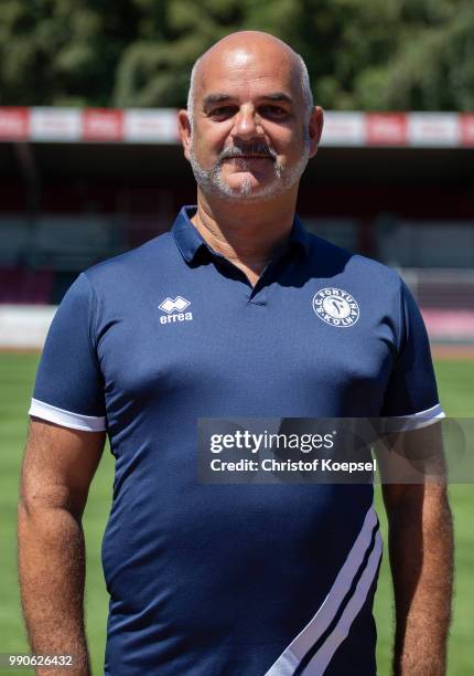 Bus driver Maik Zimmermann poses during the team presentation of Fortuna Koeln at Suedstadion on July 3, 2018 in Cologne, Germany.