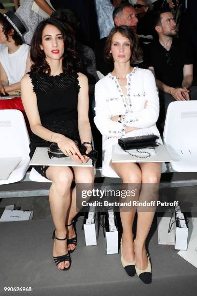 Deniz Gamze Erguven and Marine Vacth attend the Chanel Haute Couture Fall Winter 2018/2019 show as part of Paris Fashion Week on July 3, 2018 in...