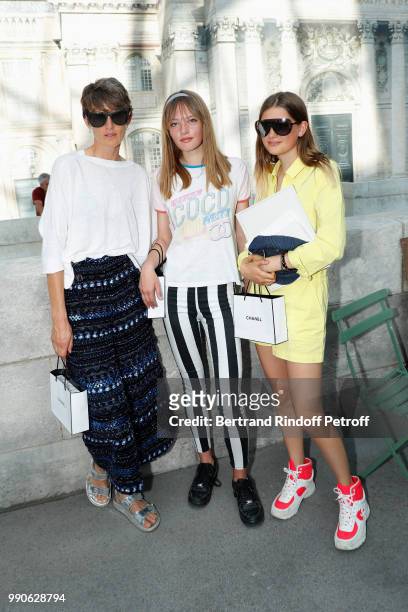 Stella Tennant, her daughter Jasmine and her Niece Georgia attend the Chanel Haute Couture Fall Winter 2018/2019 show as part of Paris Fashion Week...