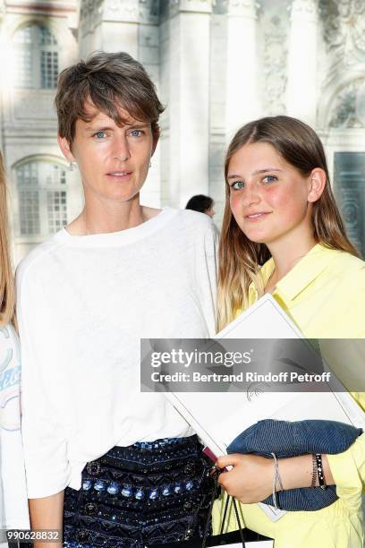 Stella Tennant and her daughter Jasmine attend the Chanel Haute Couture Fall Winter 2018/2019 show as part of Paris Fashion Week on July 3, 2018 in...