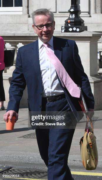 July 03: Britain's Environment, Food and Rural Affairs Secretary Michael Gove leaving No10 Downing street after the weekly cabinet meeting, on July...