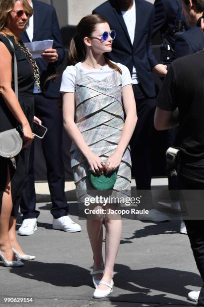 Mackenzie Foy is seen arriving at Chanel Fashion Show during Haute Couture Fall Winter 2018/2019 on July 3, 2018 in Paris, France.