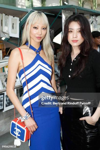 Soon Joo Park and Han Hyo-joo attend the Chanel Haute Couture Fall Winter 2018/2019 show as part of Paris Fashion Week on July 3, 2018 in Paris,...