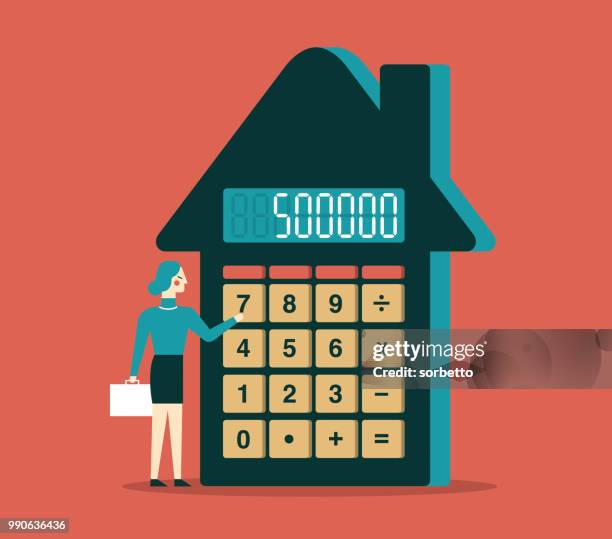 stockillustraties, clipart, cartoons en iconen met investeringsplan - zakenvrouw - price calculator