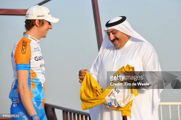 8Th Tour Of Qatar, Stage 1Podium, Bradley Wiggins Yellow Jersey, Sheikh Khalid Bin Ali Bin Abdullah Al Thani President Qatar Cycling Federation,...
