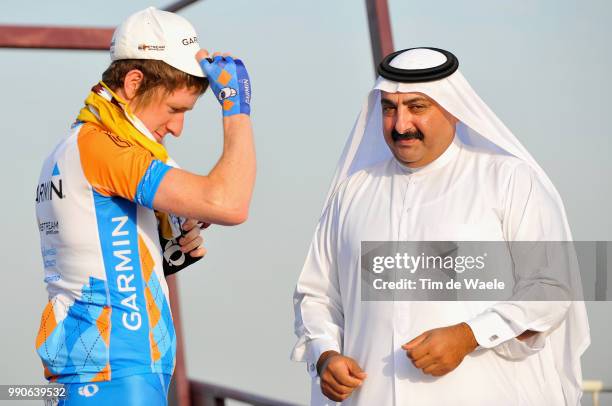 8Th Tour Of Qatar, Stage 1Podium, Bradley Wiggins Yellow Jersey, Sheikh Khalid Bin Ali Bin Abdullah Al Thani President Qatar Cycling Federation,...